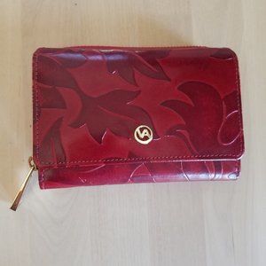 Red Leather Multi-Pocket Wallet